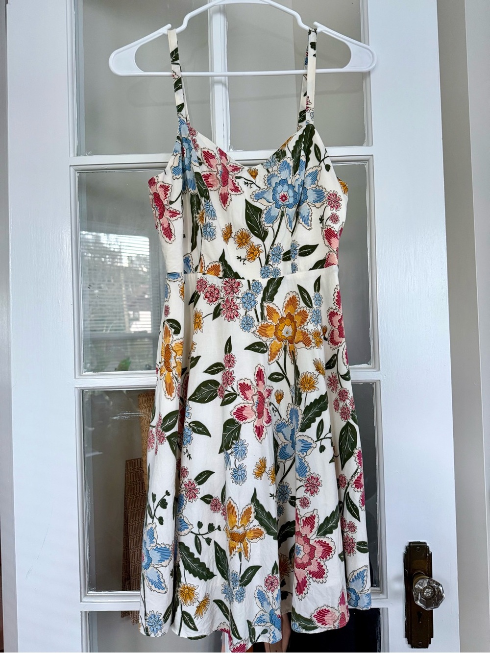 Old Navy Cream Floral Spaghetti-Strap Mini Dress